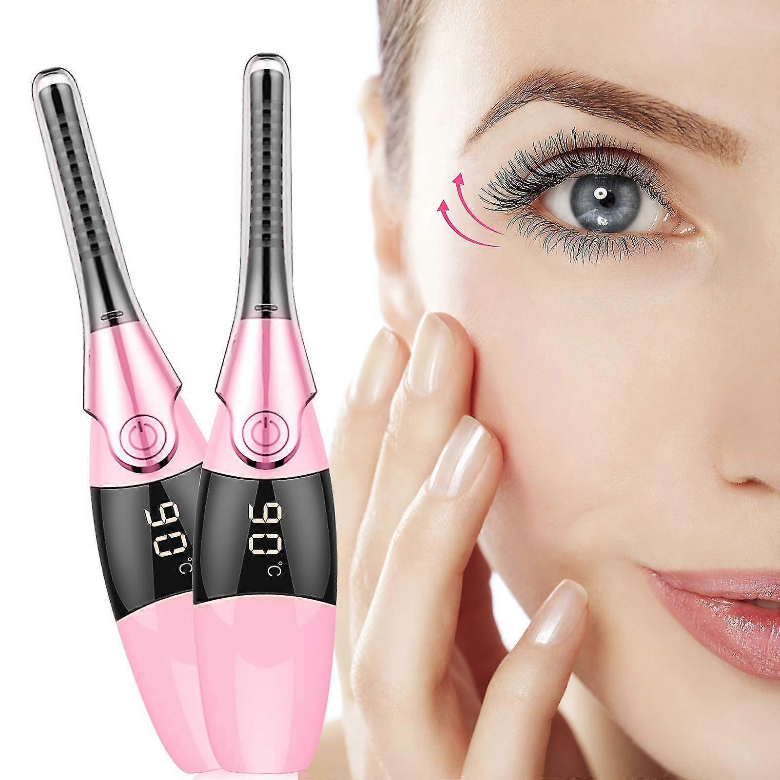 Portable Heated Eyelash Curler With Led Digital Display (pink 4speed Thermostat)
