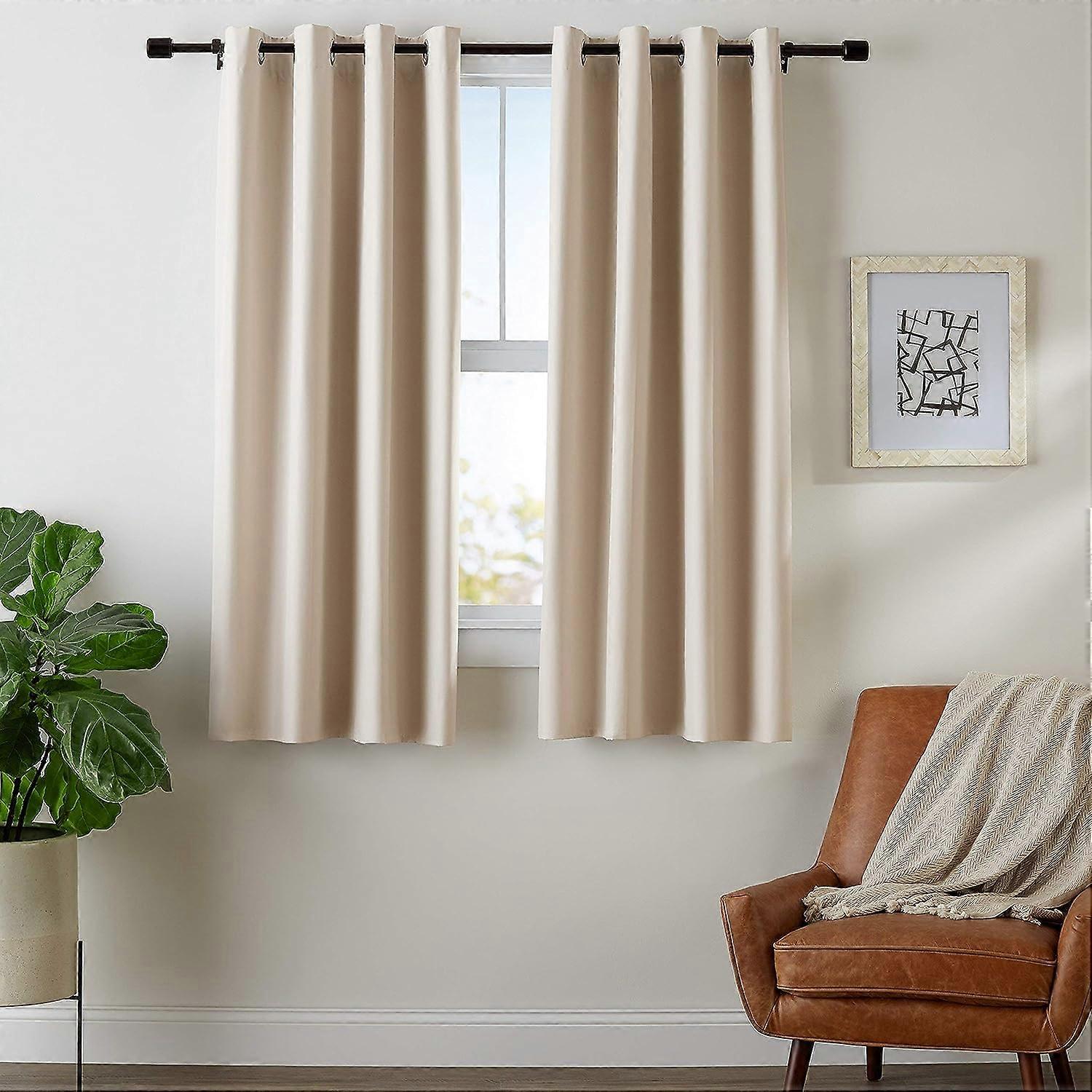 Set de Cortinas Opacas con Ojales 140x175cm Beige
