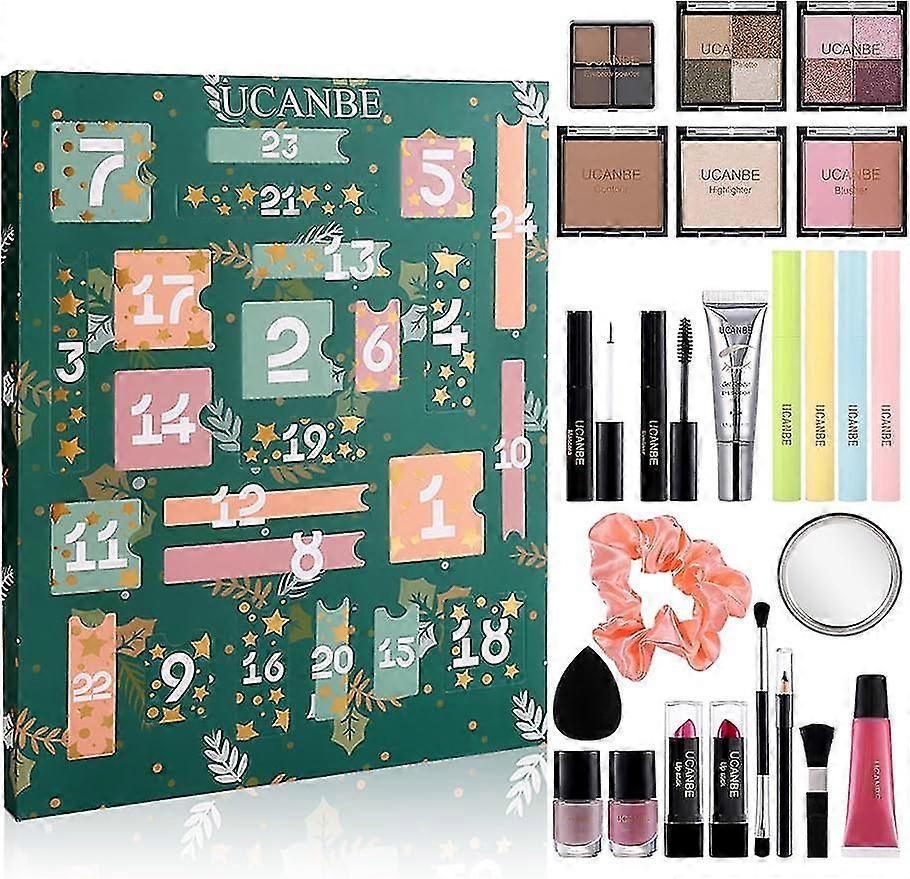 Advent Calendar 2023-24 Days Χριστουγεννιάτικα σετ μακιγιάζ για γυναίκες δώρο Ucanbe Χριστουγεννιάτικο ημερολόγιο αντίστροφης μέτρησης Πλήρες κιτ μακιγιάζ Μακιγιάζ &; καλλυντικά για έφηβα κορίτσια Gi