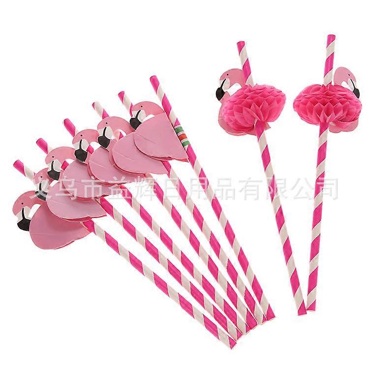 10/20 قطع 3D فلامنغو شرب القش الغابة ورقة القش الصيف تجمع حزب اللوازم الزفاف الديكور الكبار الوردي الأزرق فلامنغو القش