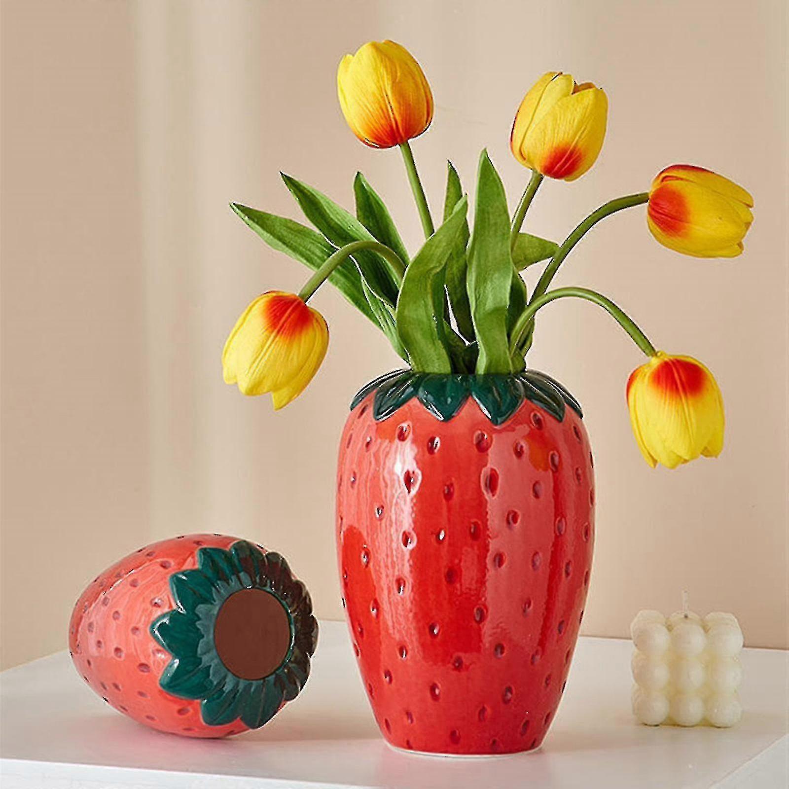 Vases Ceramic Pot Hydroponic Strawberry Shape Bottle Vase Decoration