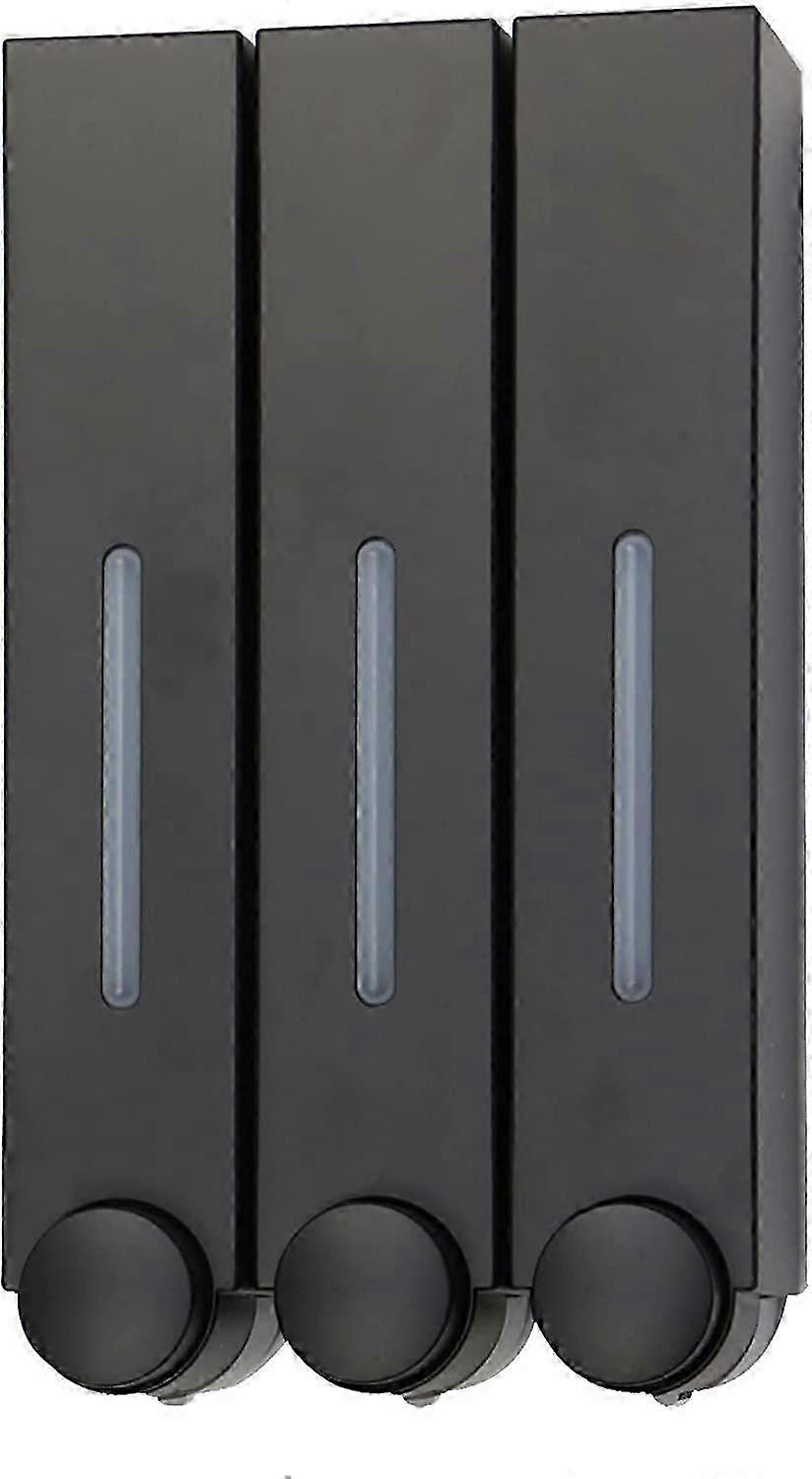 3 x 420 ml per Cup Wall Mounted Liquid Soap Shampoo Dispensers for Home Bathroom Hotel(Black)