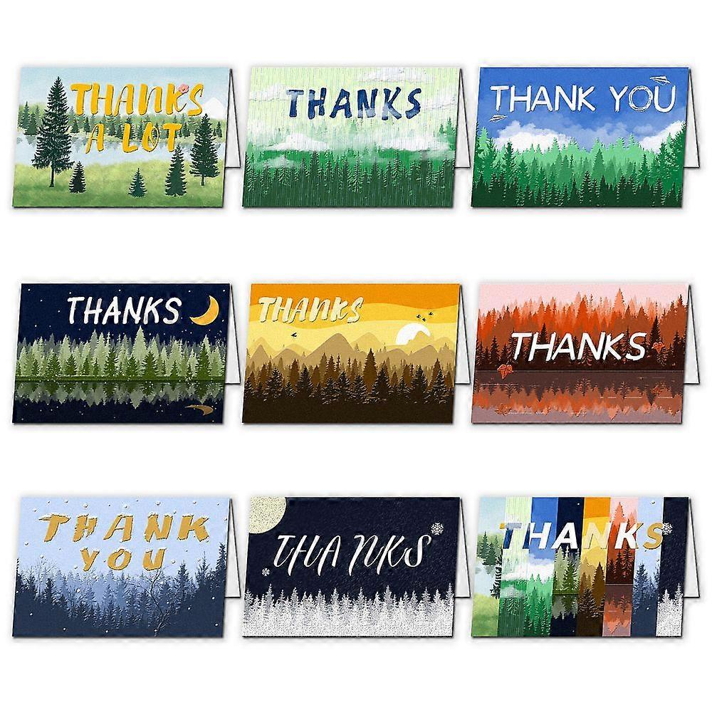 Thank You Theme Cards and Paper Envelopes for Birthday Thanksgiving Day Rectangle with Word Pattern Word 10x15cm 9pcs/set