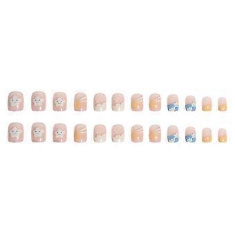 Cloud Smile Short Fake Nails With Com  Jelly Glue Model