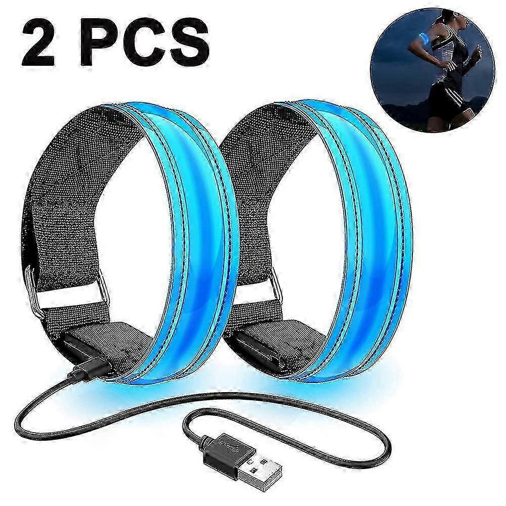 2pcs Rechargeable Led Brassard Réfléchissant Running Light Pour La Sécurité de Course