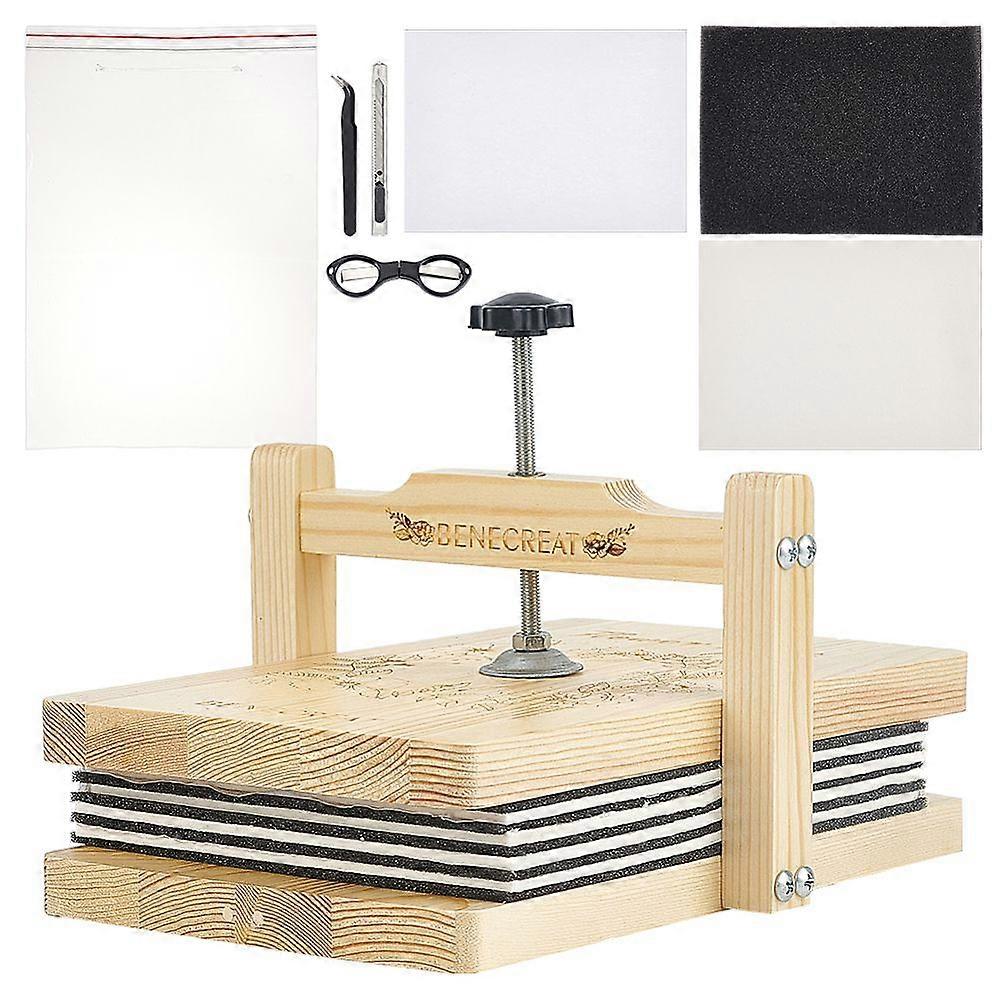 Rectangle Wood Press Dried Flower Kits with Bloting Paper Set Mixed Color