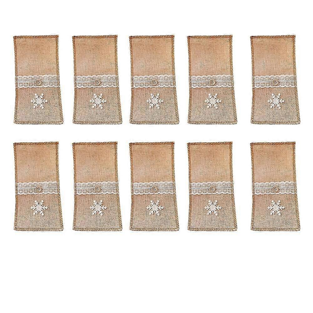 Set Of 10 Reusable Rustic Utensil Holder Pouch For Table Setting,5231