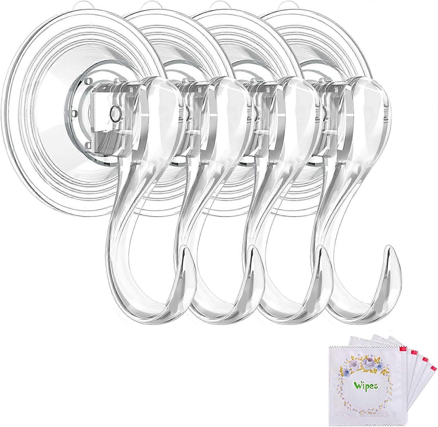 Suction cup hook, kitchen bathroom hook, for towels, bathrobes, utensils, 4 pack