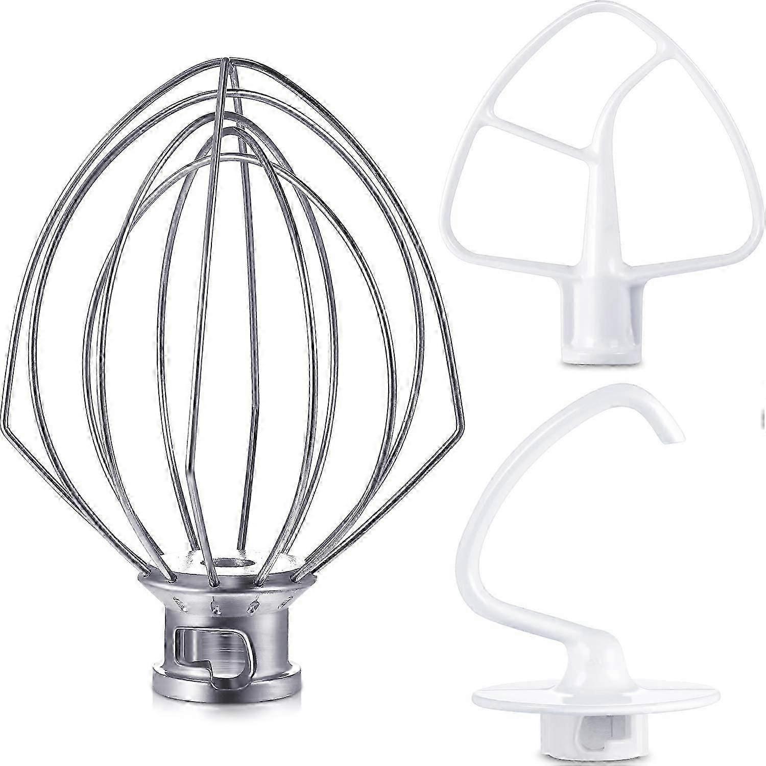 Blenderset met deeghaak, draadzweep, gecoat plat mes, 3-delige verticale mixerkomset