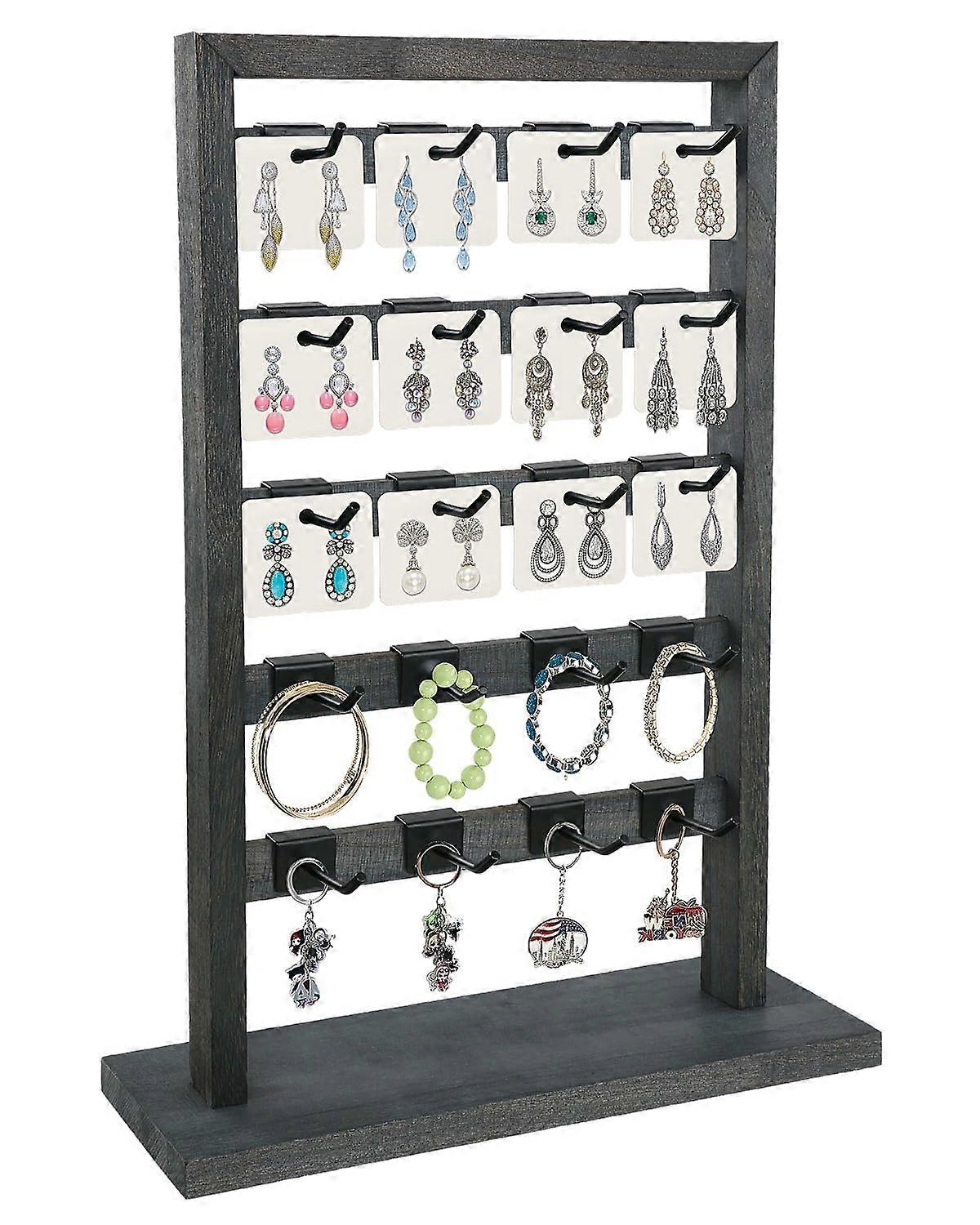 Earring Screen Holders, 20 Wooden Jewelry Organizers with Removable Earring Cards, Ideal for Display and Storage