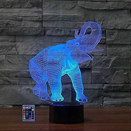 3D Elephant Night Light USB Powered Remote Control Touch Swi