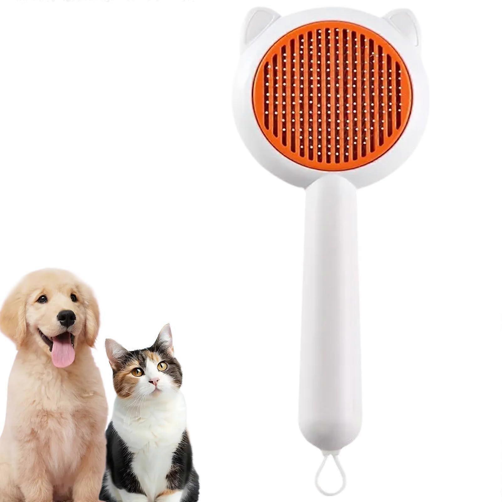 Self-Cleaning Cat Brush For Shedding Hair Removal, Ergonomic Handle, Gentle Bristles, All Cat Breeds