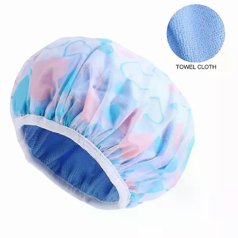 Ultime donne floreale riutilizzabile doppio strato impermeabile cuffia doccia Terry foderato capelli asciugatura cappello da bagno turbante elastico