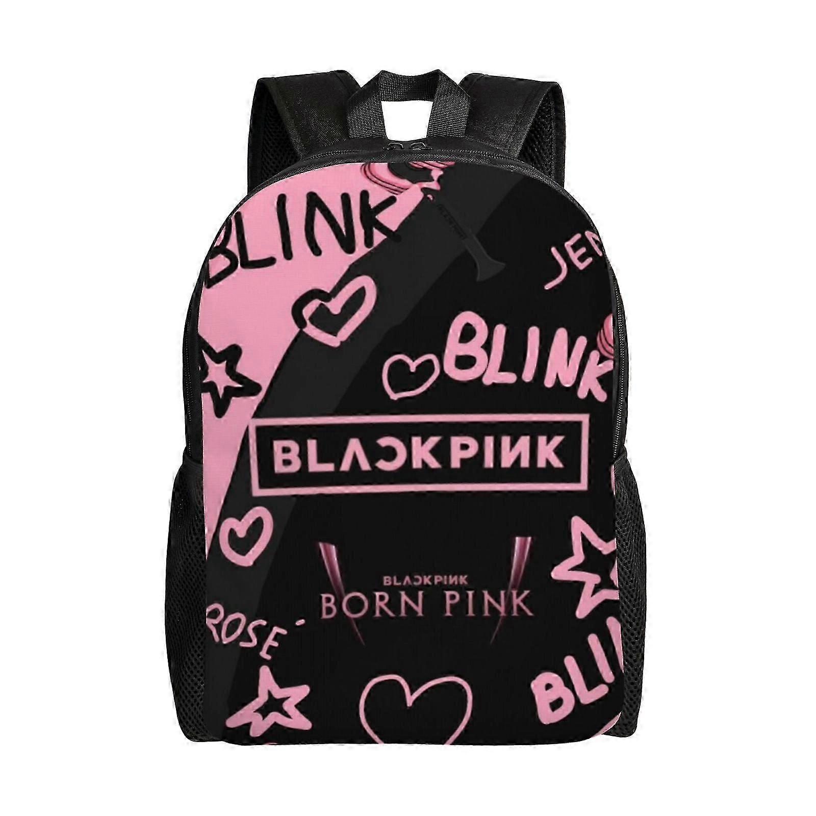 c4221 حقيبة ظهر مدرسية Blackpink للأطفال حقيبة كتب كبيرة لمكتب المدرسة حقيبة كتف سفر خارجية خفيفة الوزن jjn4221