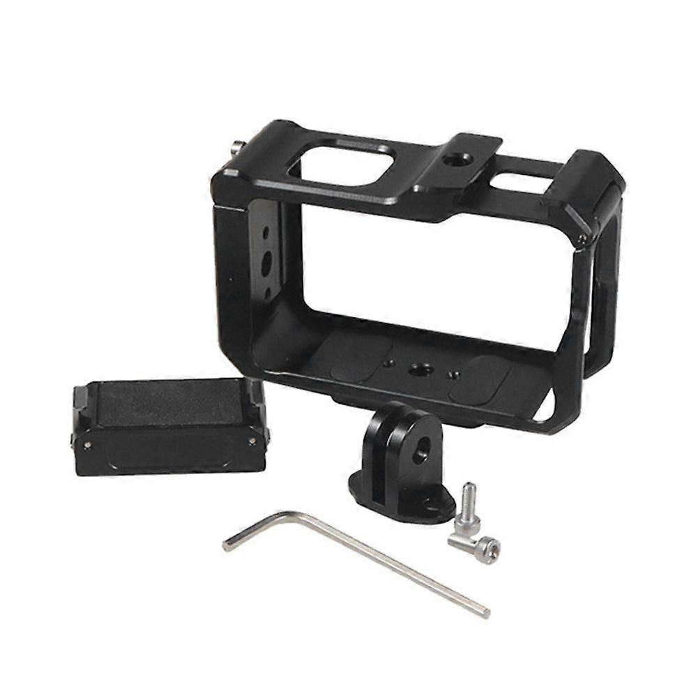 For Action 5Pro 4 3 Camera Cage Rig Protective Case with Cold Shoe, Magnetic Baseplate Bezel Expans