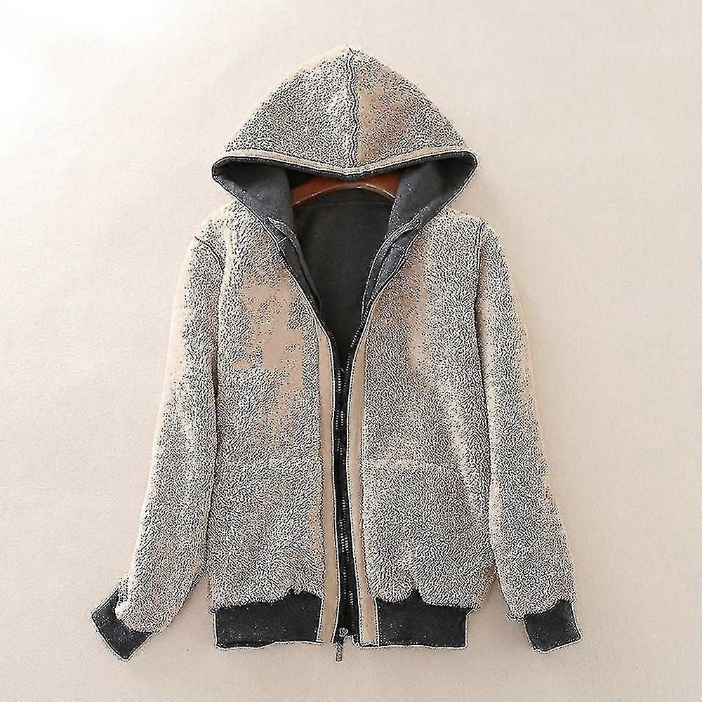 Women's Thick Lined Hoodie Jacket With Pocket Drawstring Hood Front Zipper