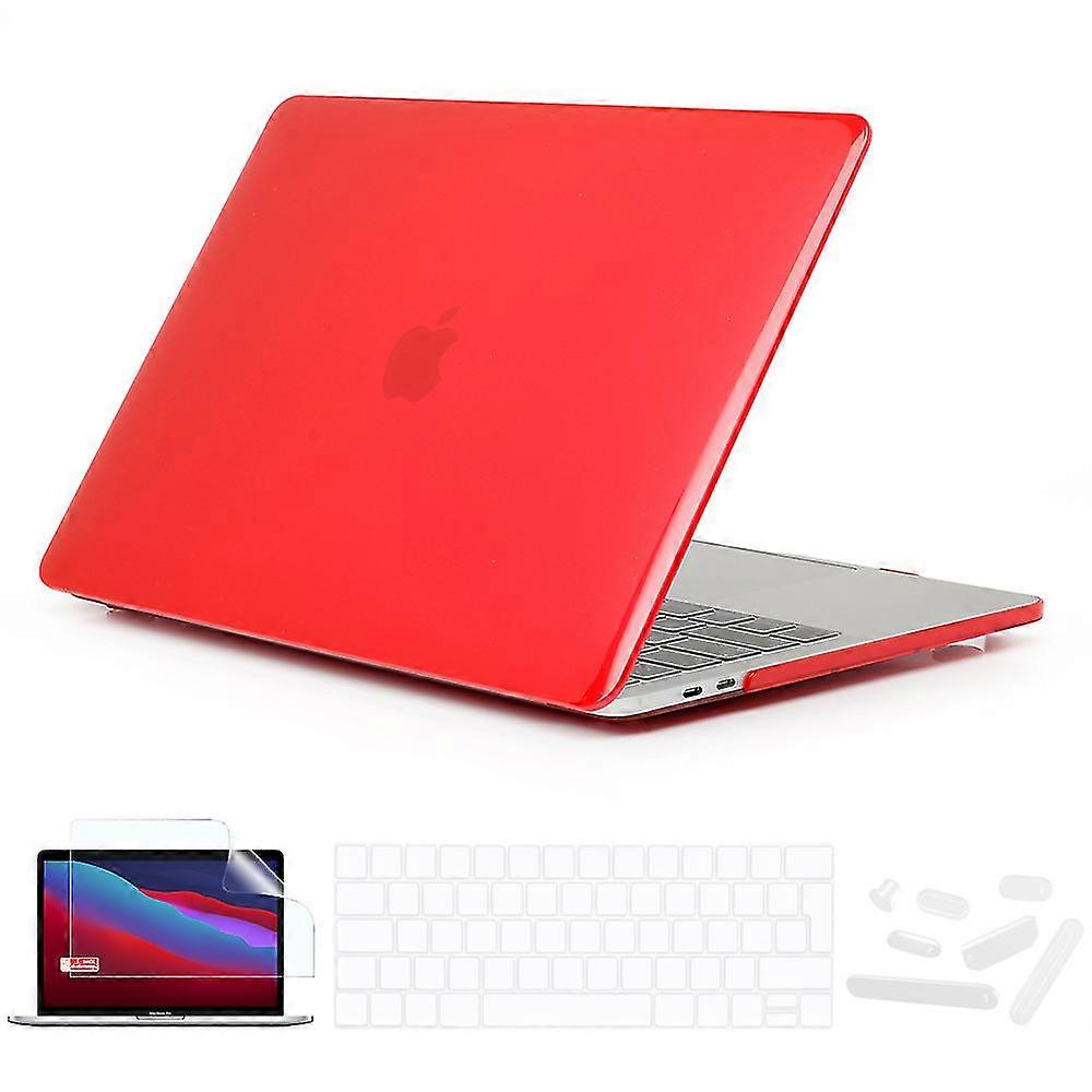 Crystal Red Keyboard Cover and Screen Protector for MacBook Pro 13-inch (Models A1706, A1708, A2159, A1989)