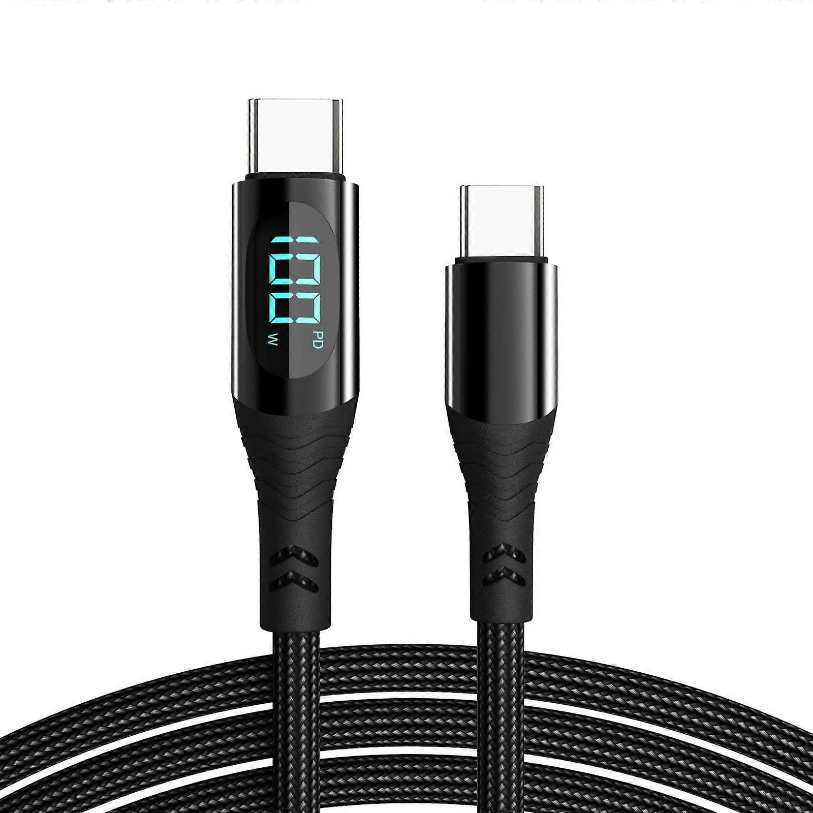 100W USB C Charging Cable with Digital Status, Quick Charge Solution For Phone 15 Tablets Laptops Widely Used Wire