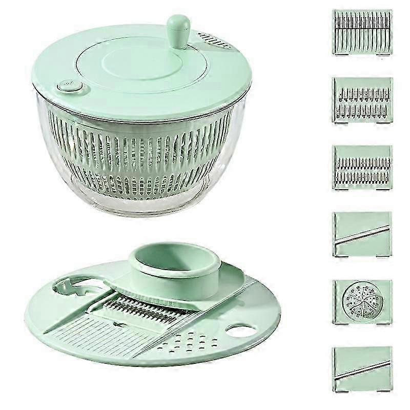 con 5 In 1 Vegetable Spin Chopper, Salad Spinner with Slicer, Lettuce Spinner Dryer