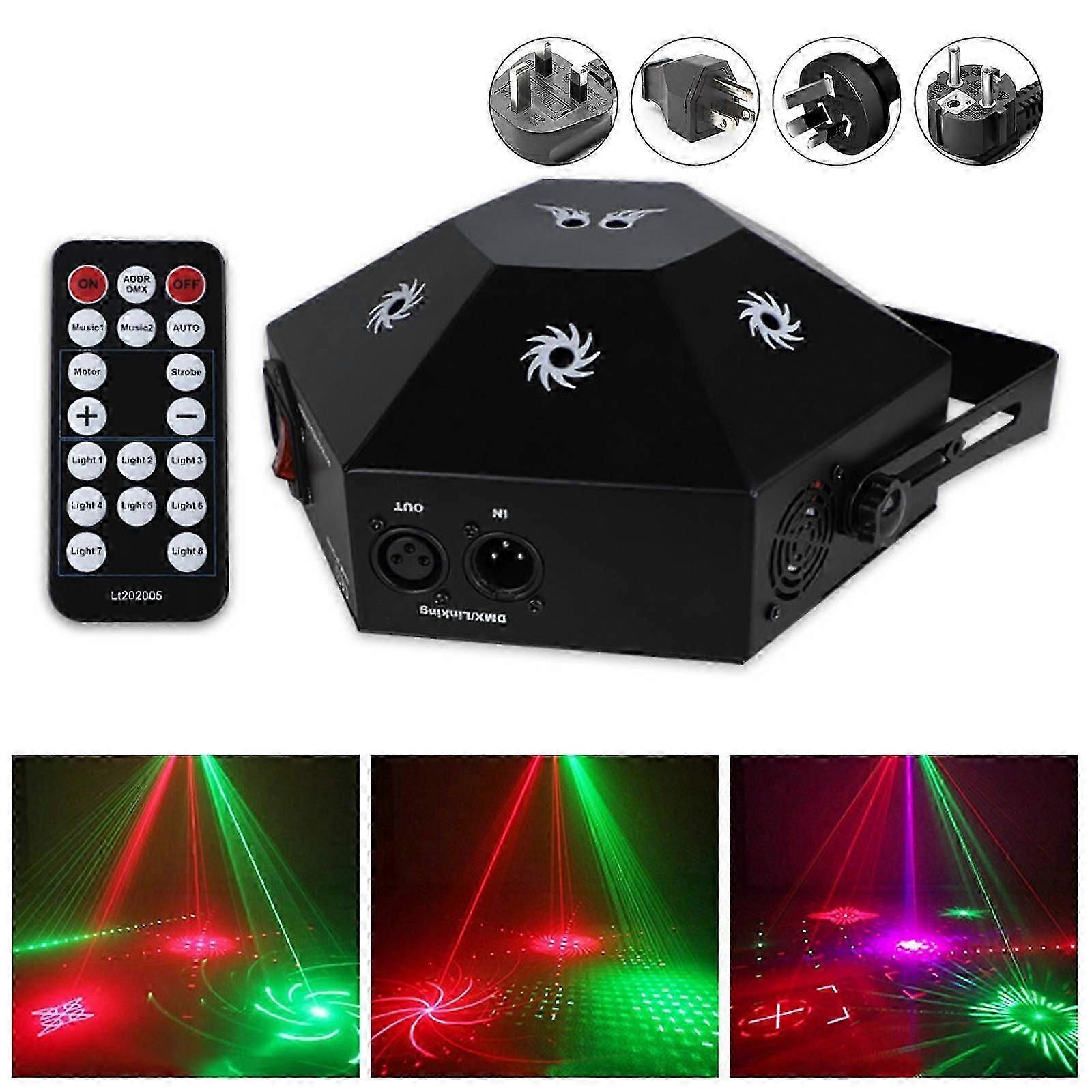 8 EYE RGB Stage Laser Lights LED Light DMX Scan Projector Strobe DJ Party Disco