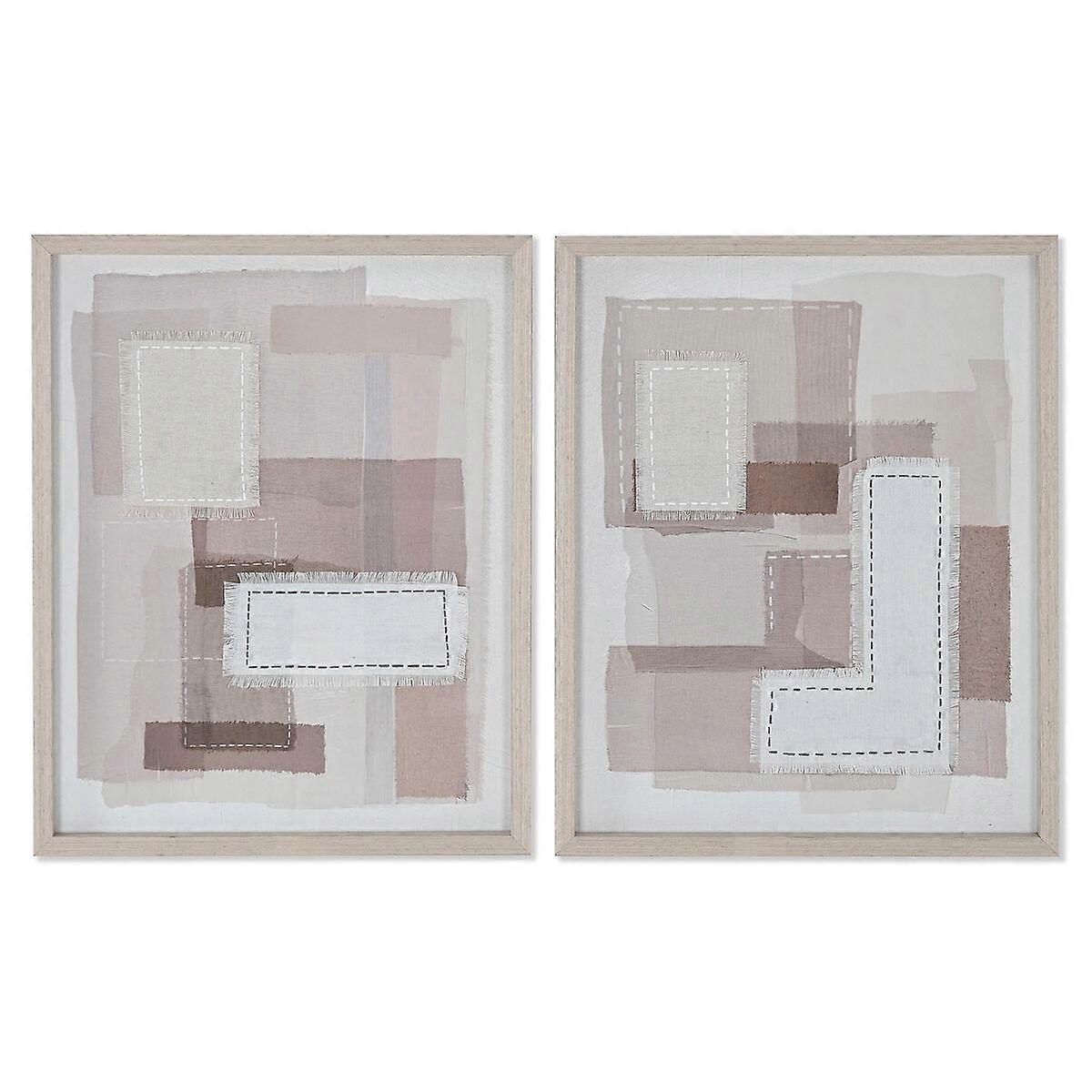 Canvas Home ESPRIT Beige Gray Abstract Modern 40 x 2.5 x 50 cm (2 pieces)