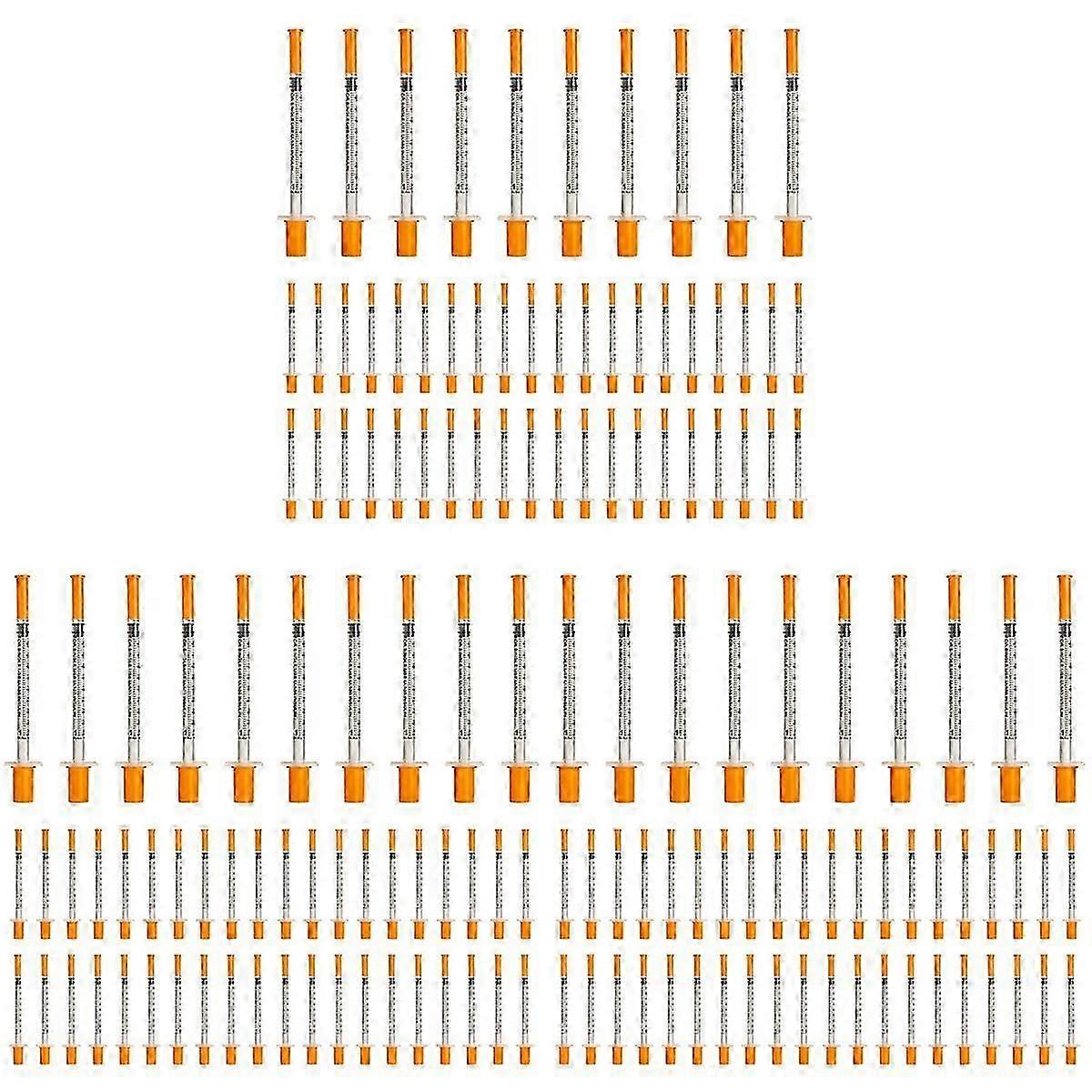 150Pcs 1ML Syringe with 30G (8mm Long) Lab Supplies Individually Sealed Package