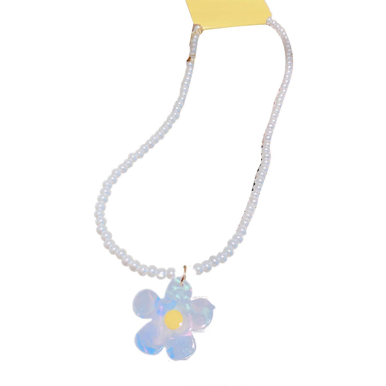 Delicate Flower Bead Clavicle Necklace Crystal Dopamine Necklace Perfect for Daily Wear Bohemian Flower Charm Necklace  S