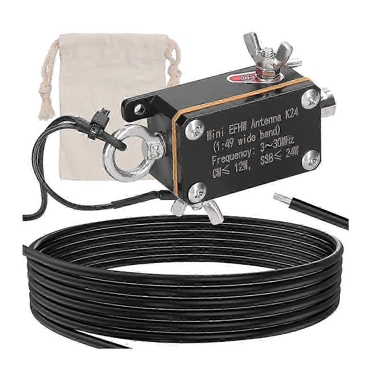 Antenna EFHW tascabile K24 Antenna a onde corte in banda di frequenza 3-30 MHz Antenna a semionda alimentata all'estremità a banda larga