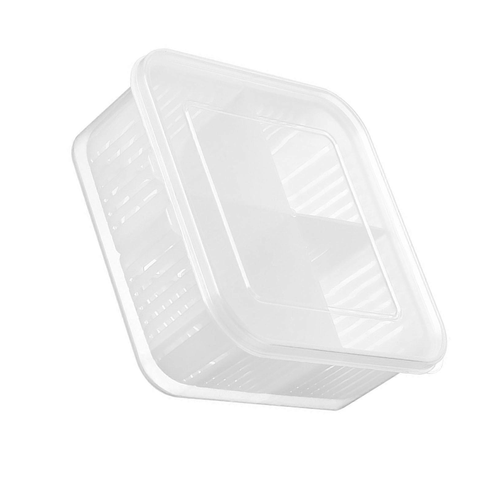 Drainage Fruit Container 4 Compartments Fridge Organizer Box with Lid for Ginger Garlic Vegetable 