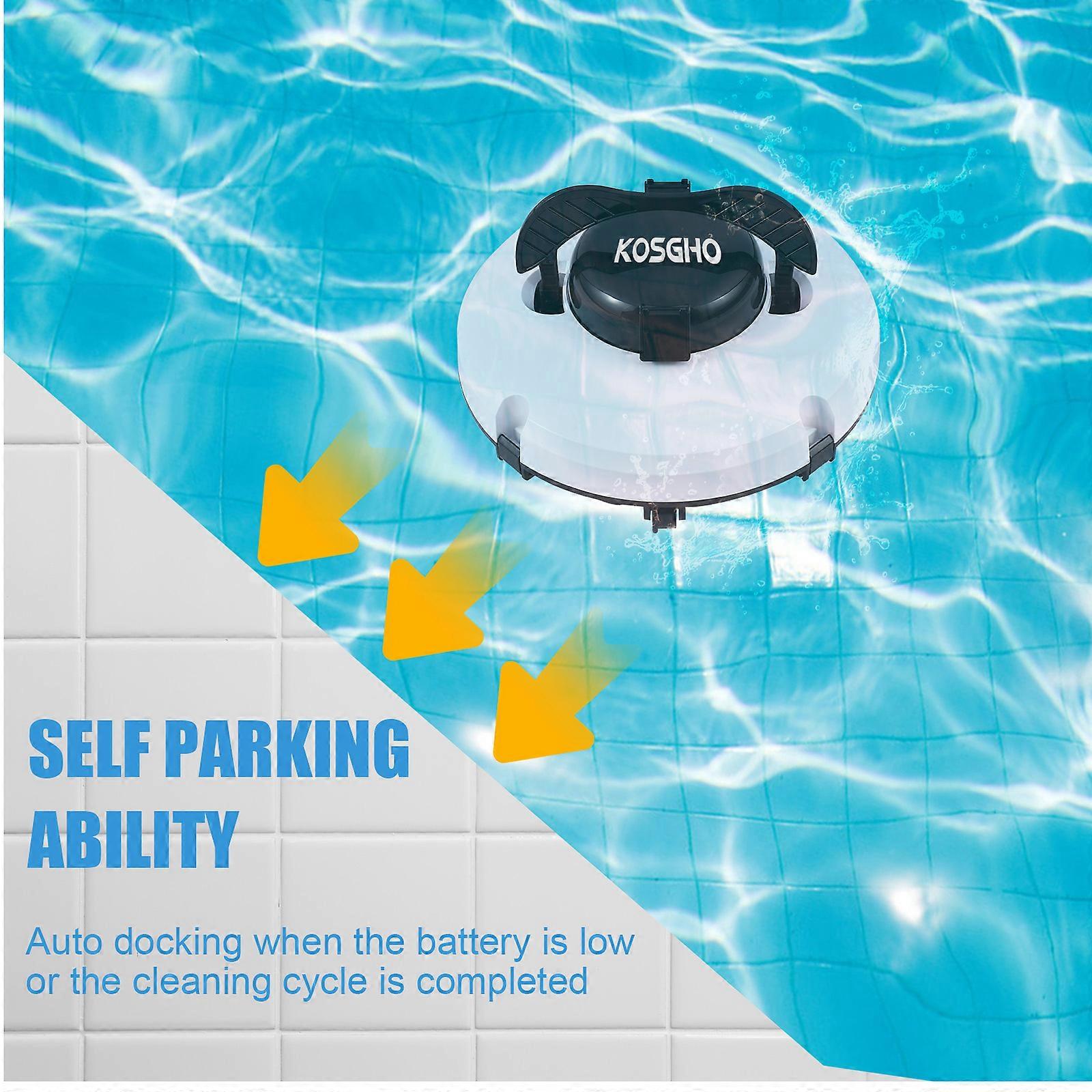 KOSGHO Cordless Robotic Pool Cleaner IPX8 Waterproof Dual-Motor Strong Suction Self-Parking 120Mins Runtime Automatic Pool Vacuum for Above Ground In