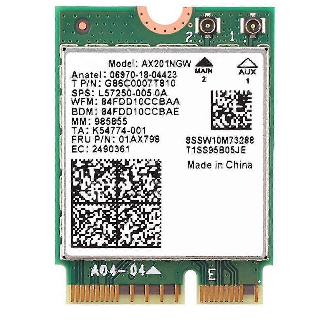 Wi-Fi 6 AX201 M.2 Key E CNVio 2 Wifi Card Dual Band 3000Mbps Wireless per Bluetooth 5.0 2.4Ghz/5Ghz AX201NGW, Solo Scheda