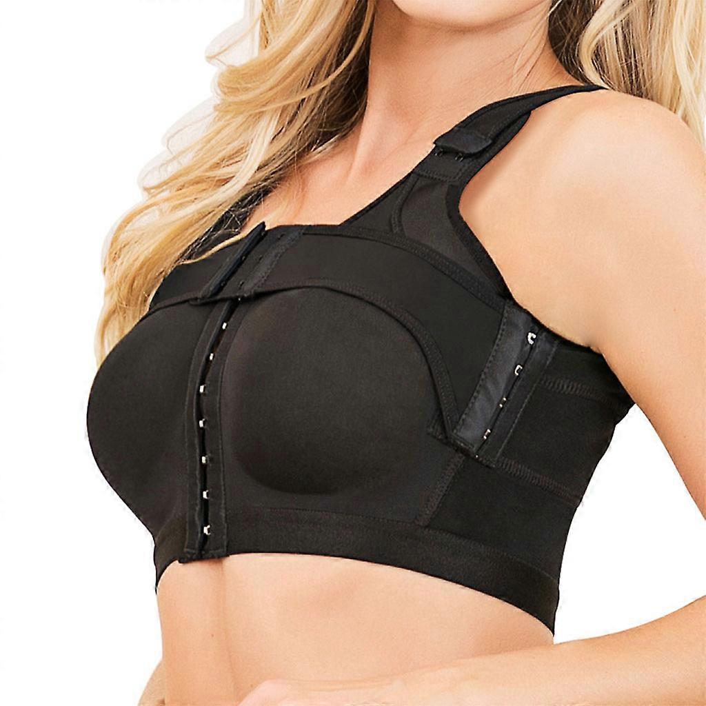 Women Front Closure Bra Post-Surgery Shaper Compression Posture Corrector Top  Black