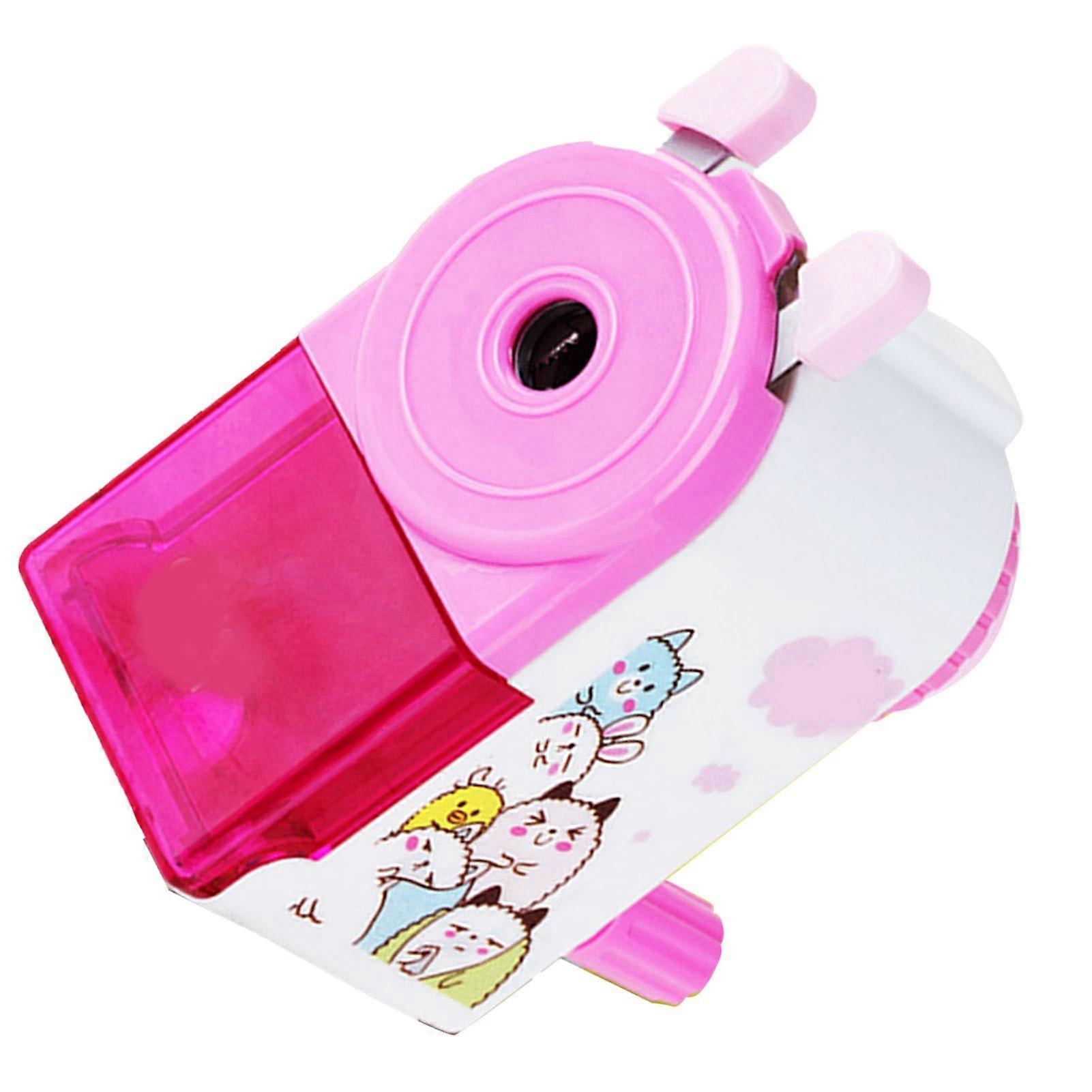Rotating Pencil Sharpener Cute Portable Efficient Hand Crank Manual Pencil Sharpener for Students Red 