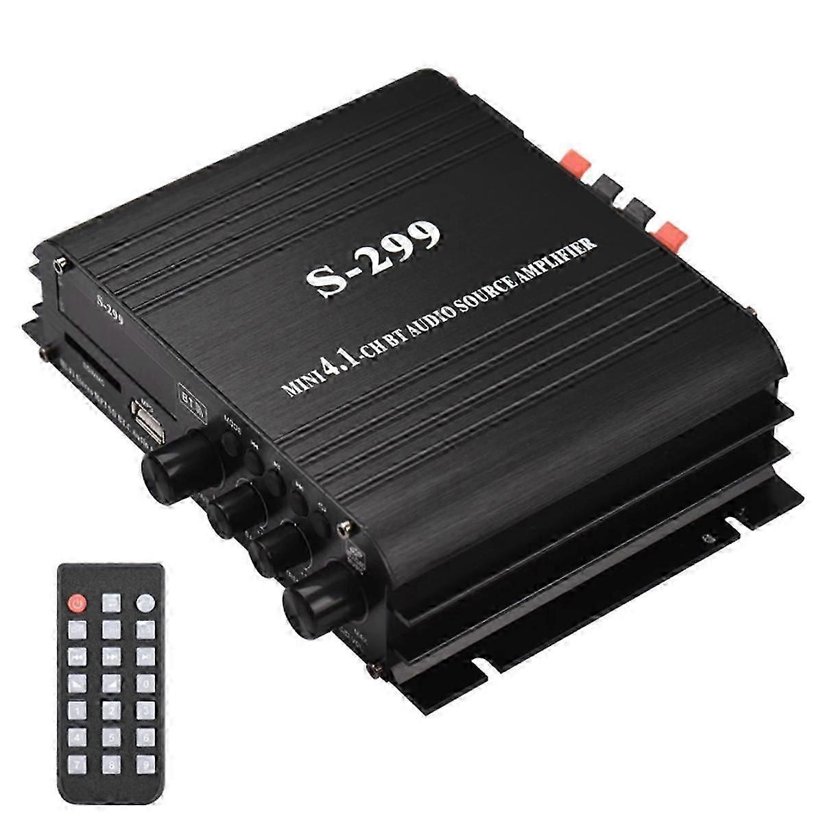 S299 Mini 4.1 Audio Stereo Power Amplifier BT Portable Car and Home DualUse 4X40W Remote Audio Am