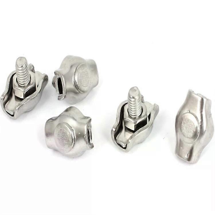 304 Stainless Steel Wire Rope Clamp-5 PCS Double Clip Set by