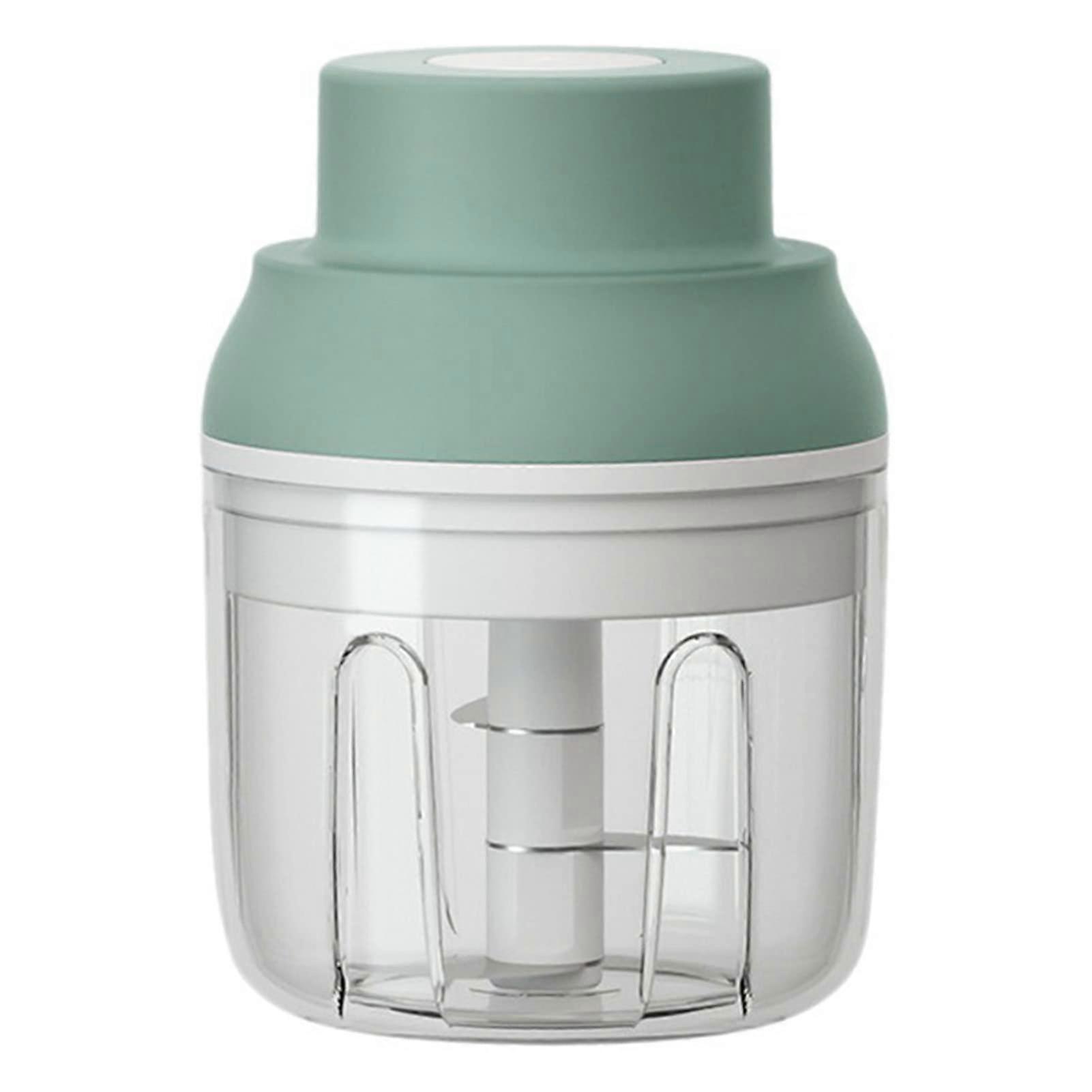 Electric Garlic Chopper with 3 Blades, USB Rechargeable Cordless Mini Blender for Vegetables, Onions, and Peppers, Green