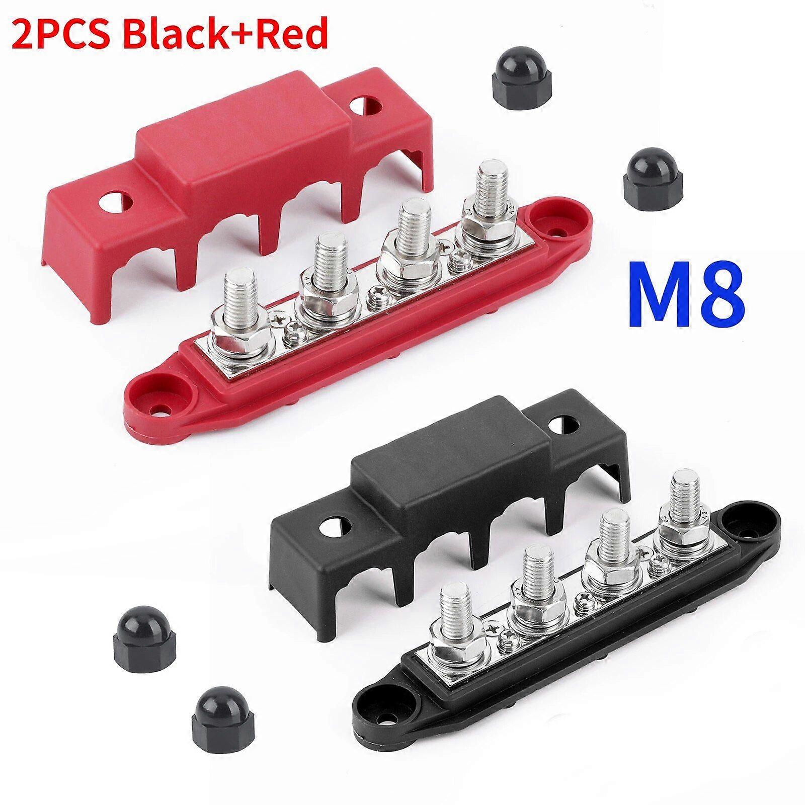 Heavy Duty 12V Power Distribution Block 250A Terminals Bus Bar M6 M8 Battery Positive Negative Busbar Stud for Camper RV Boat