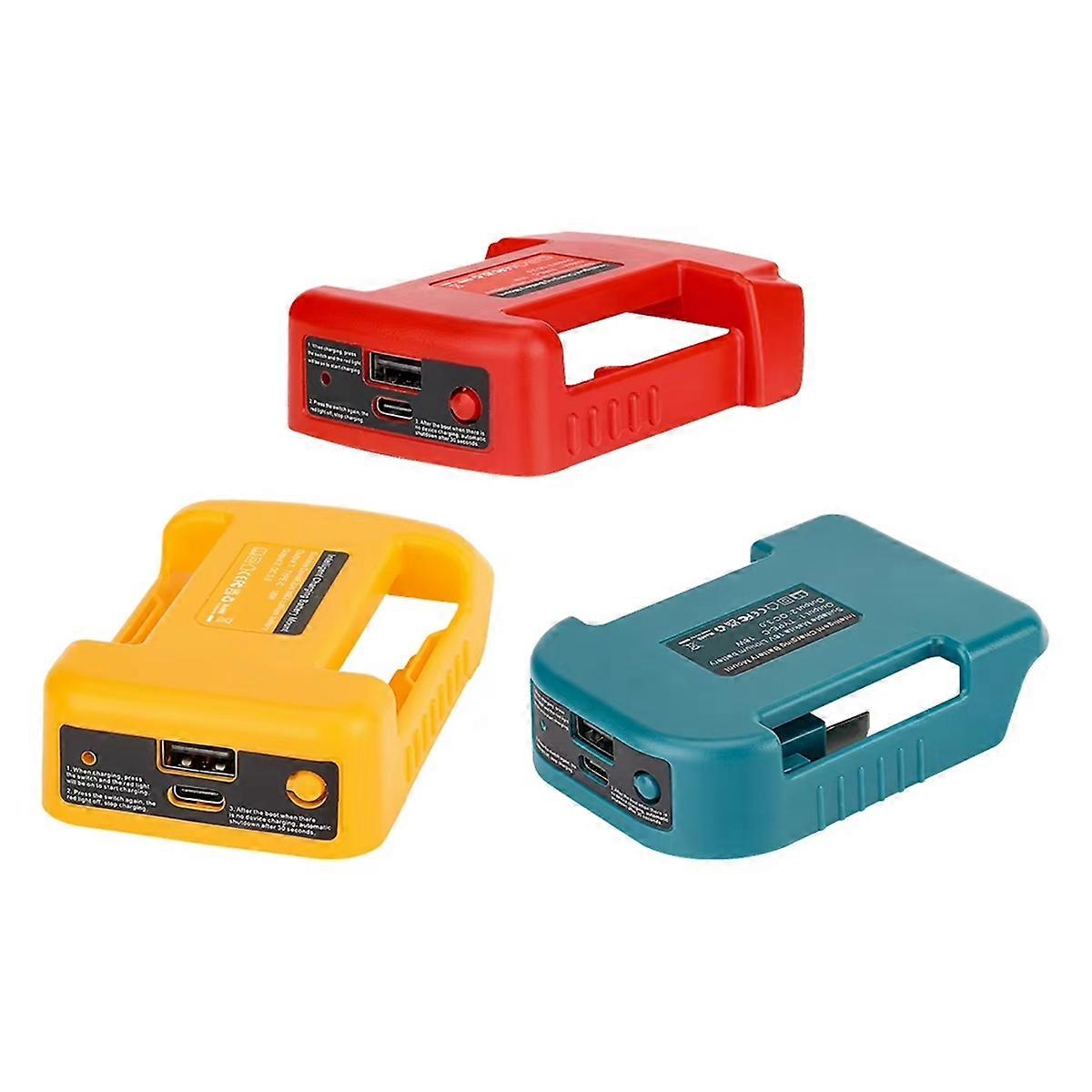 USB-Schnellladegerät-Adapter, kompatibel für 18-V-Batterien, Dual-Output-Anschluss mit USB- und Typ-C-Aufladung