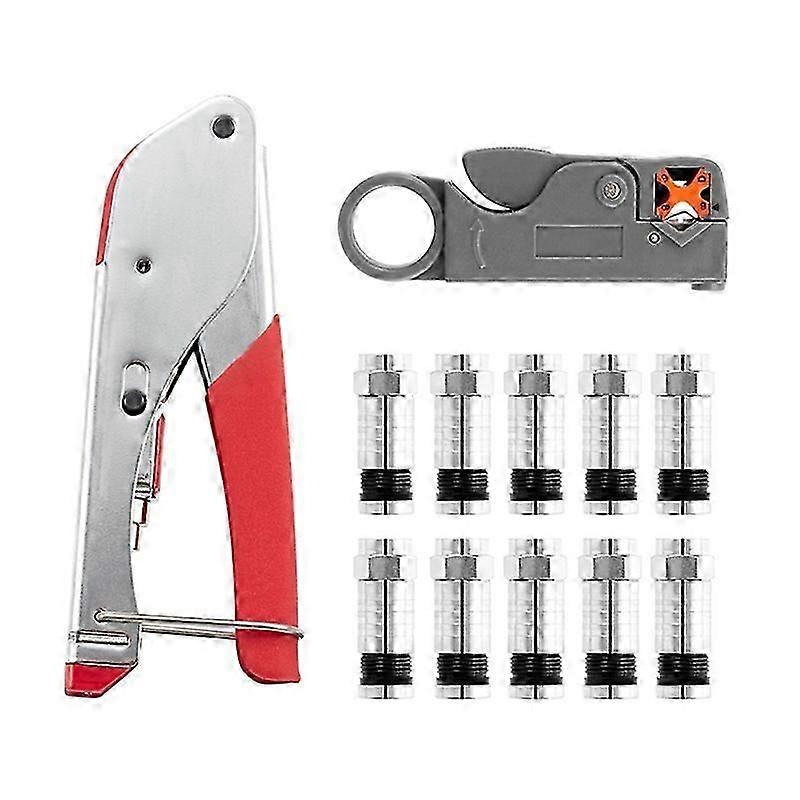 Compression Coaxial Cable Crimping Tool F Rg6 Rg59 Connectors Coax Stripper