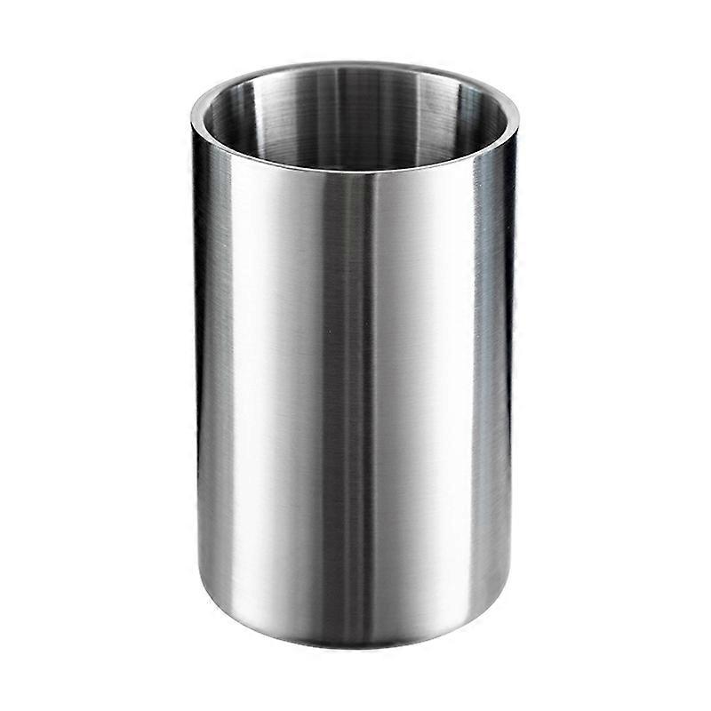 Large Capacity Thickened Stainless Steel Round Ice Bucket Bar Double-Layer Champagne Beer Barrel 1.6L