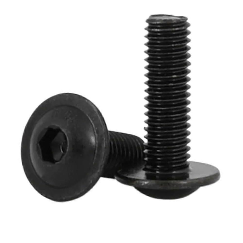 M2 M2.5 M3 M4 M5 M6 M8 M10 Grade 10.9 Black Hexagon Socket Flange Head Screw with Washer Collar, 5pcs M8X40