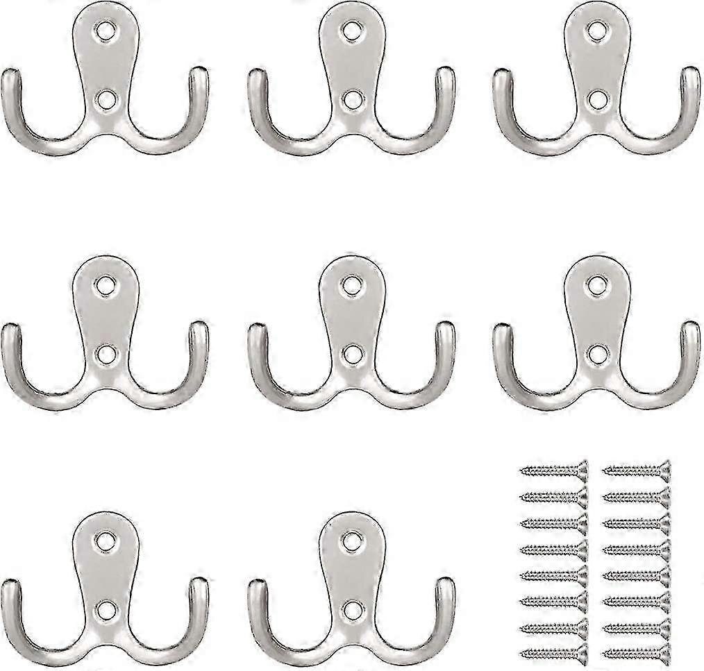 Coat Hooks, Double Metal Hat Hooks Hooks, 8 Pcs Wall Coat Hooks With Screws