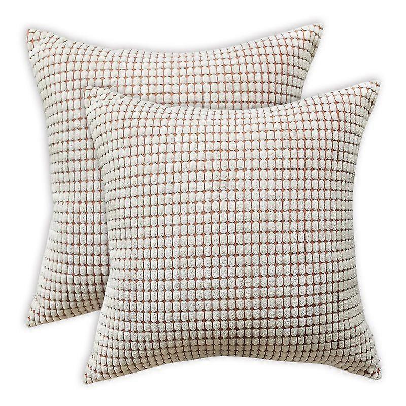 Pillowcase Nordic Corduroy Pillow 45*45cm Pillowcase without core 2PCS (Corn Kernel-Beige)