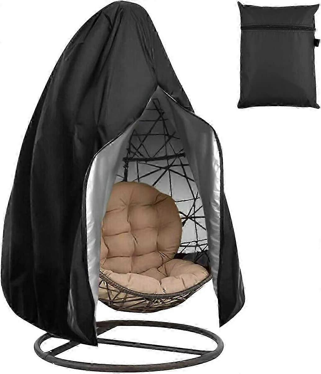 كرسي معلق متأرجح غطاء من قشر البيض مع سحاب ورباط (أسود)