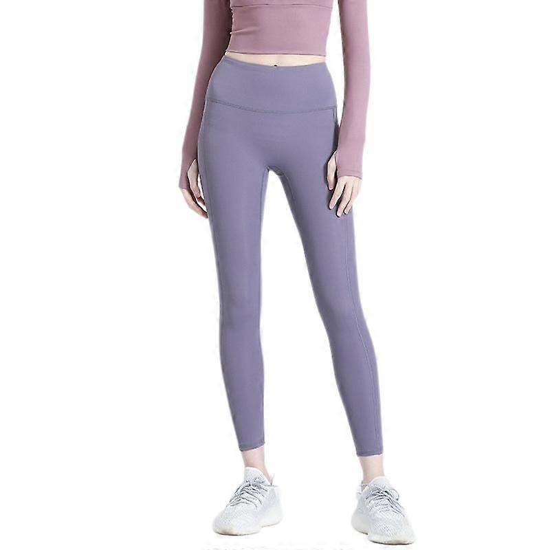 Stretch High Waist Hip Lift Κολάν - Biker Shorts, Κάπρι, Γυναικείο Αθλητικό Παντελόνι Γιόγκα Πλήρους Μήκους (Γαλόνι Μωβ) S Size