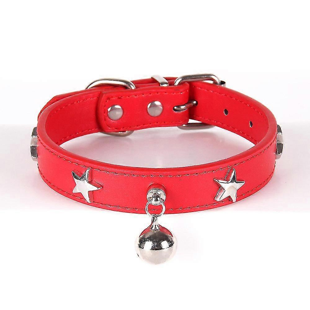 طوق الكلب مع جرس ونجوم الأزرار ، قلادة الكلب للقط جرو صغير متوسط كبير الكلب طوق الحيوانات الأليفة طوق قابل للتعديل طول S