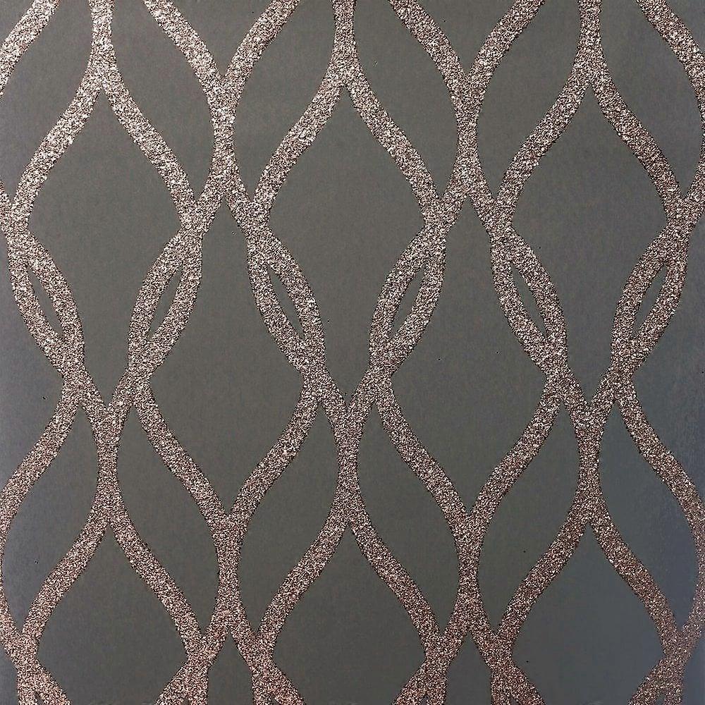 Arthouse Sequin Trellis Rose Gold Wallpaper