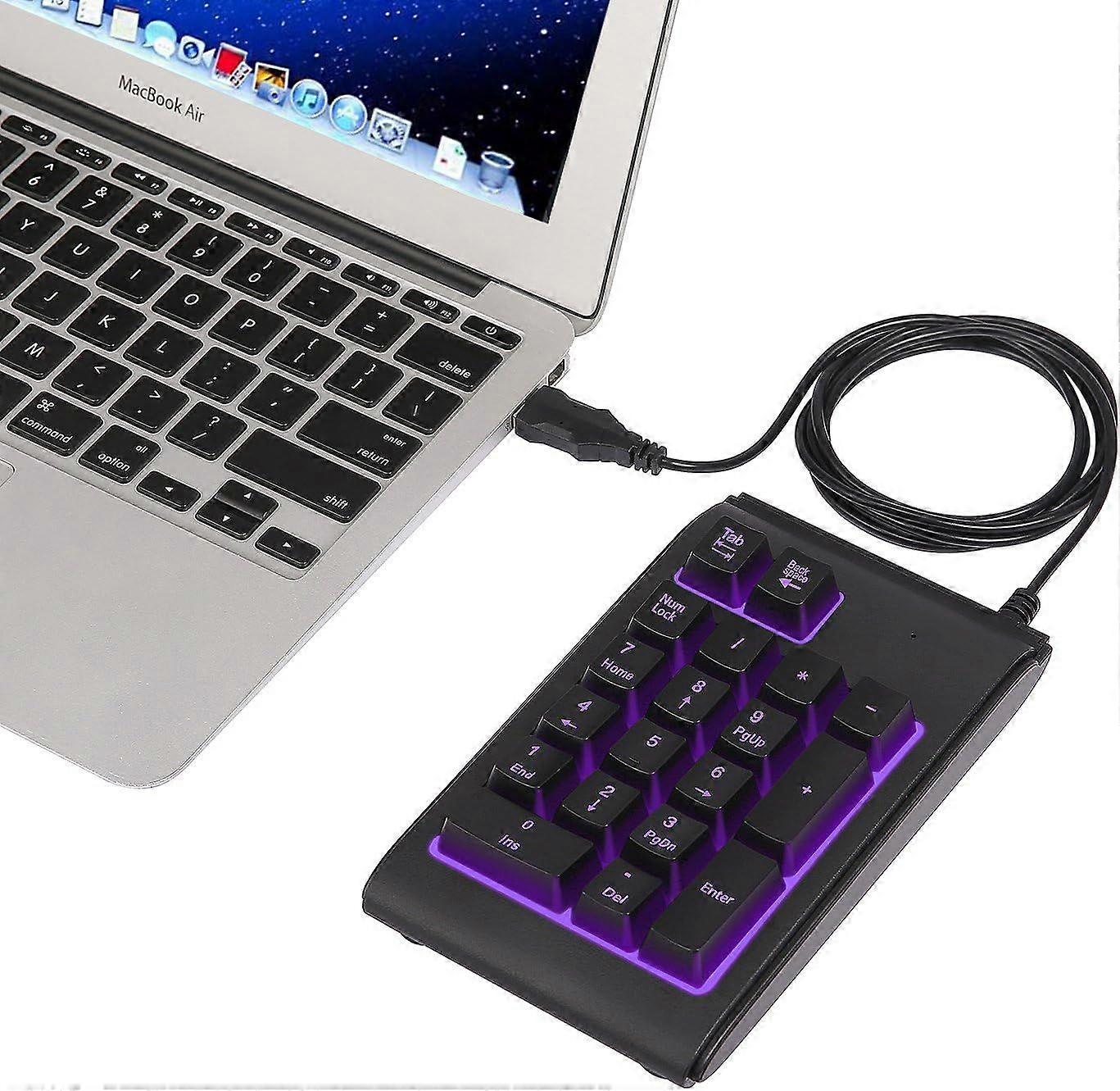 SSRGV USB Numeric Keypad with Adjustable LED Backlight, Water Resistant Mini 18 Key Number Pad - Color Changing Backlit Keys USB Wired