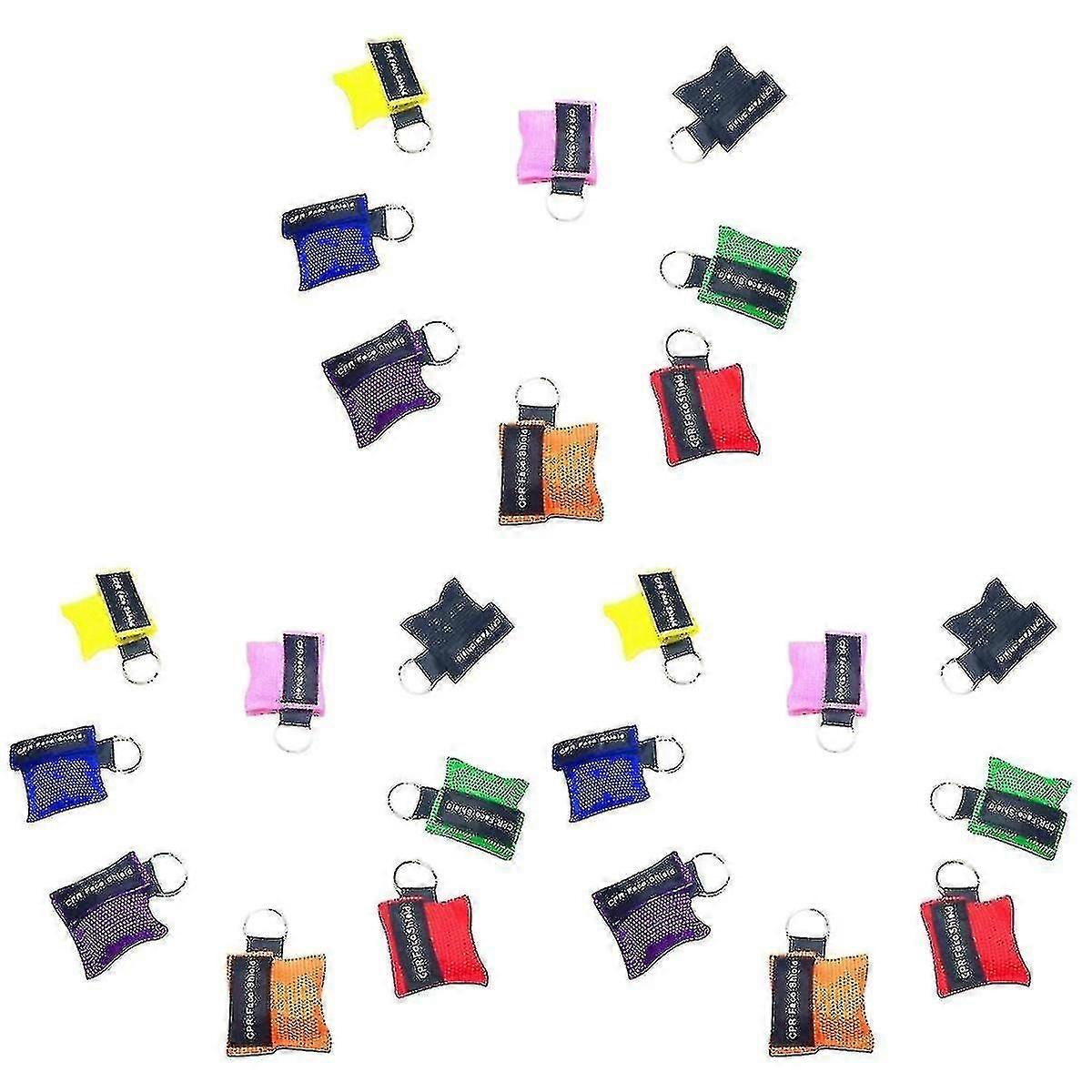 24 stk CPR-maske nød-rednings-ansiktsmaske engangs reise CPR-lomme Mak nøkkelring ring TA