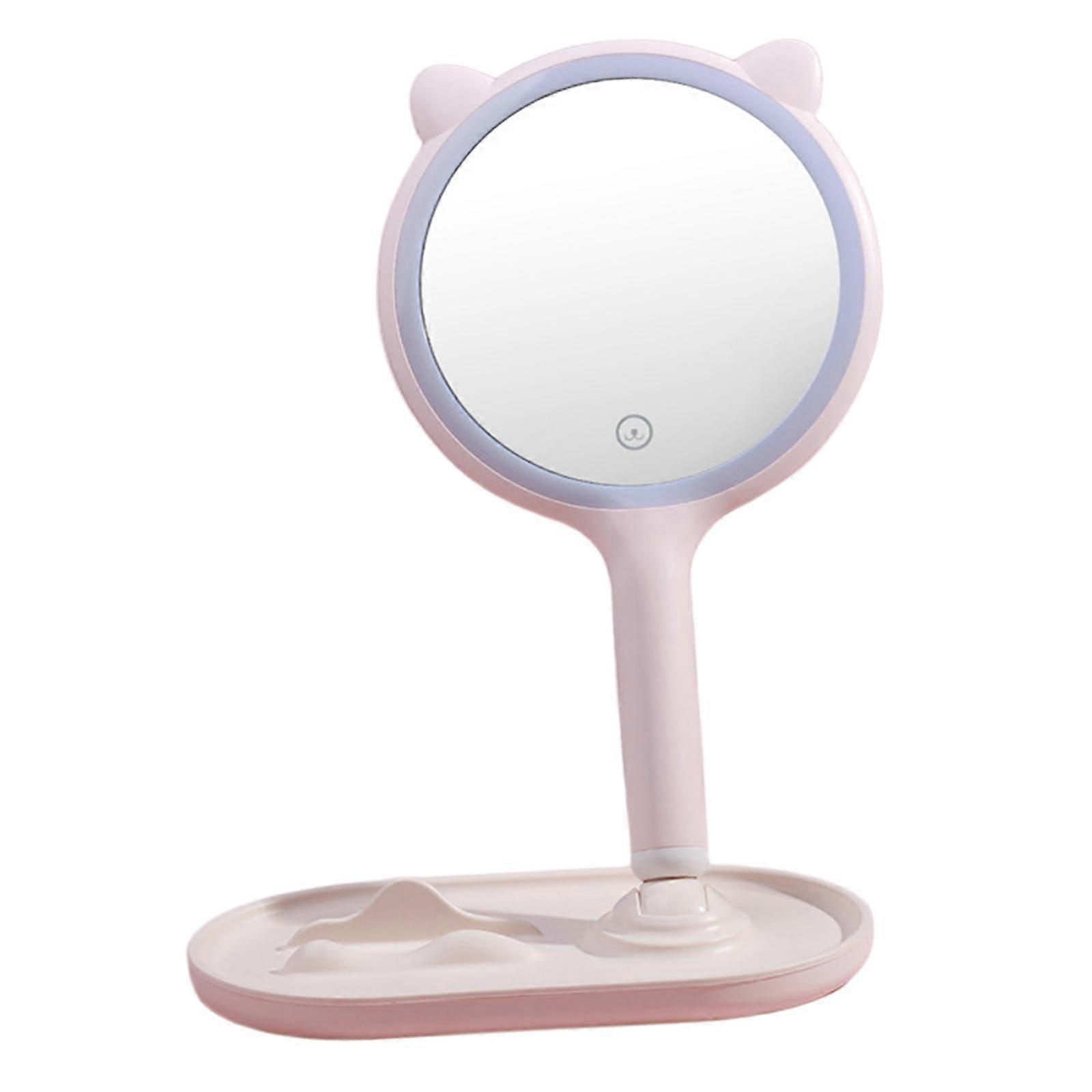 Rechargeable Lighted Makeup Mirror with Dimmable Lights, Portable Touch Screen